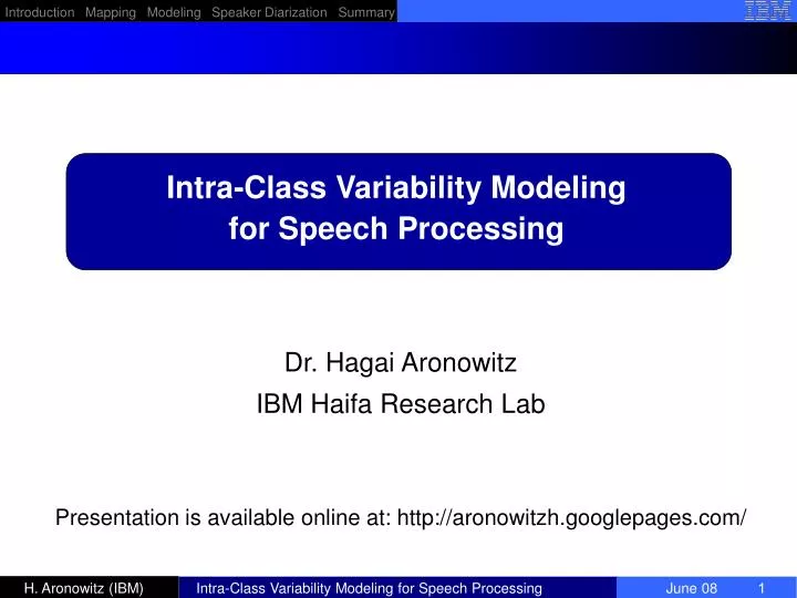 intra class variability modeling for speech processing