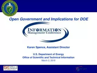 Karen Spence, Assistant Director U.S. Department of Energy