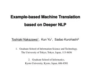 Example-based Machine Translation based on Deeper NLP