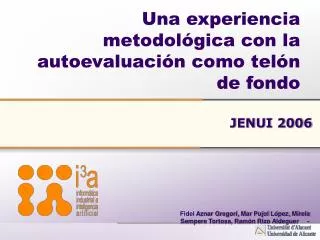 una experiencia metodol gica con la autoevaluaci n como tel n de fondo