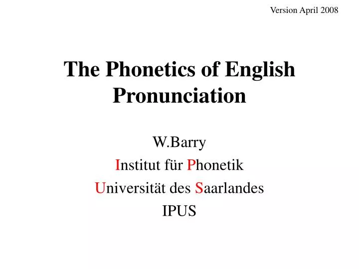 the phonetics of english pronunciation