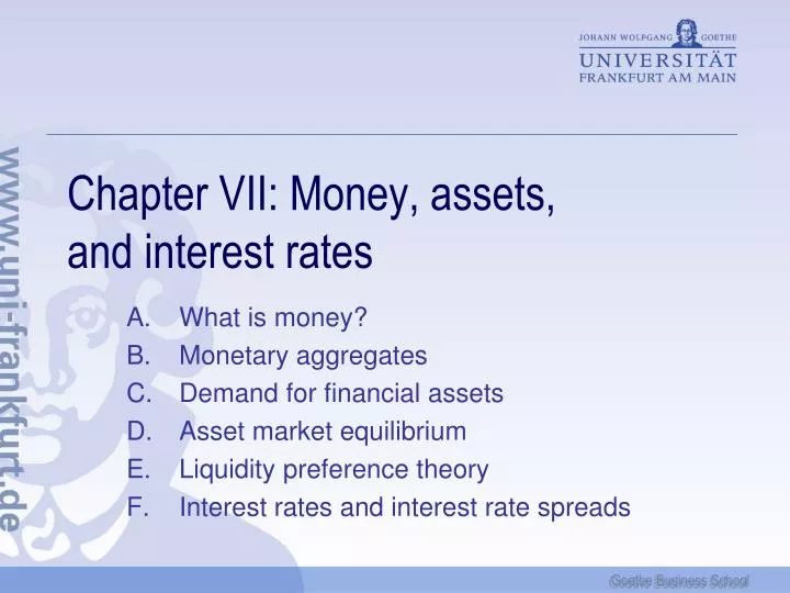 chapter vii money assets and interest rates