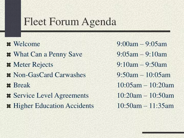 fleet forum agenda