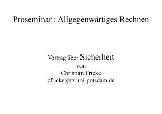 proseminar allgegenw rtiges rechnen