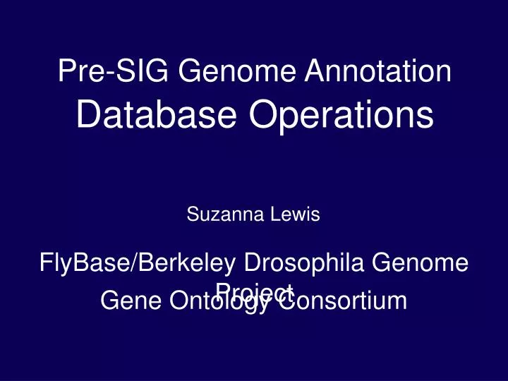 pre sig genome annotation database operations