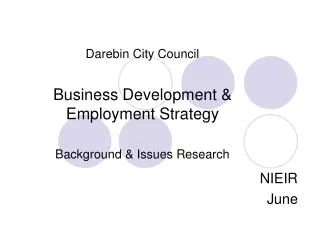 Darebin City Council Business Development &amp; Employment Strategy Background &amp; Issues Research