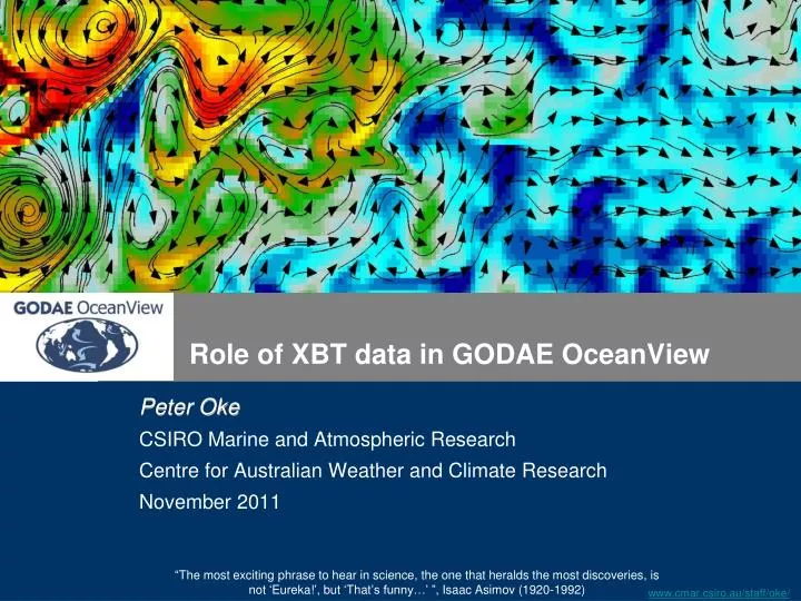 role of xbt data in godae oceanview