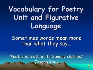 Vocabulary for Poetry Unit and Figurative Language