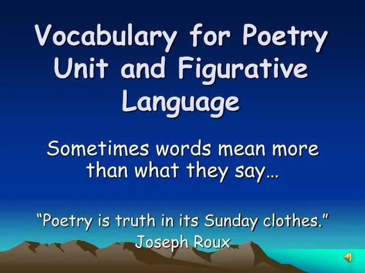 vocabulary for poetry unit and figurative language