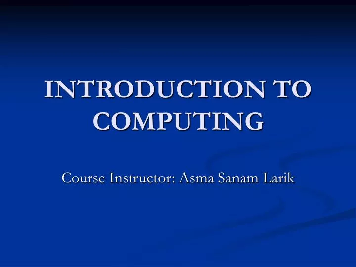 introduction to computing