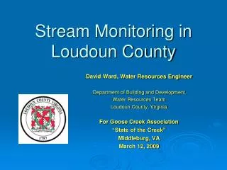 Stream Monitoring in Loudoun County
