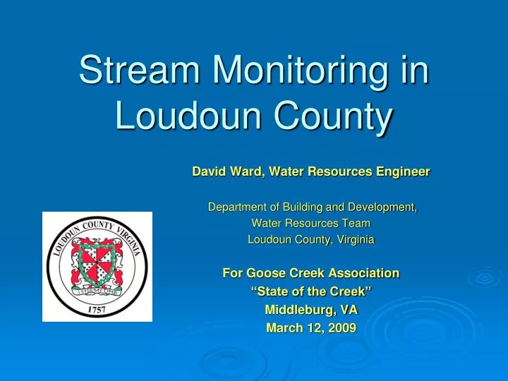 stream monitoring in loudoun county