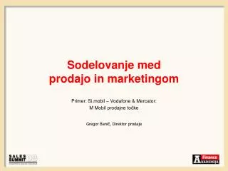 sodelovanje med prodajo in marketingom