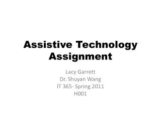 Assistive Technology Assignment