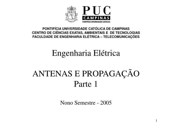 engenharia el trica antenas e propaga o parte 1 nono semestre 2005