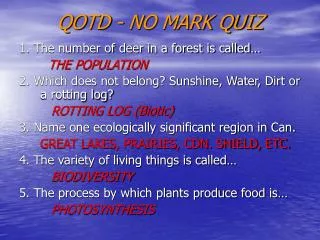 QOTD - NO MARK QUIZ