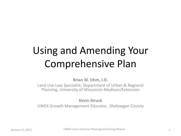using and amending your comprehensive plan
