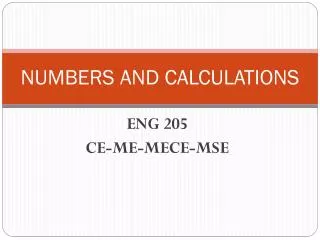 NUMBERS AND CALCULATIONS