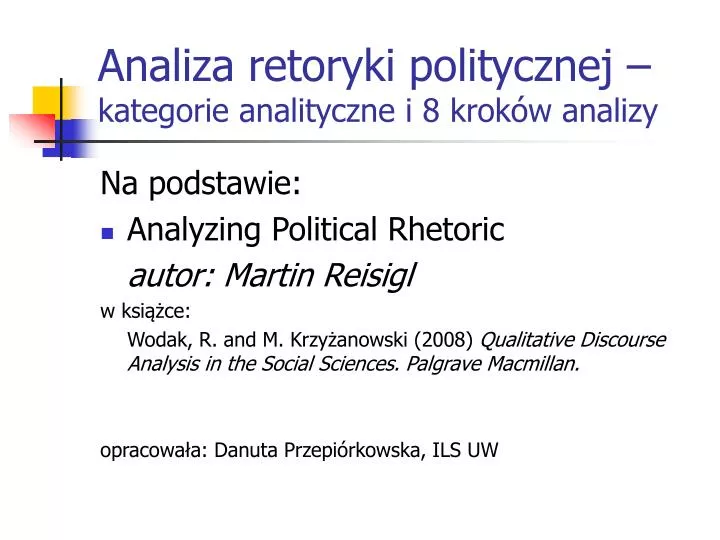 analiza retoryki politycznej kategorie analityczne i 8 krok w analizy