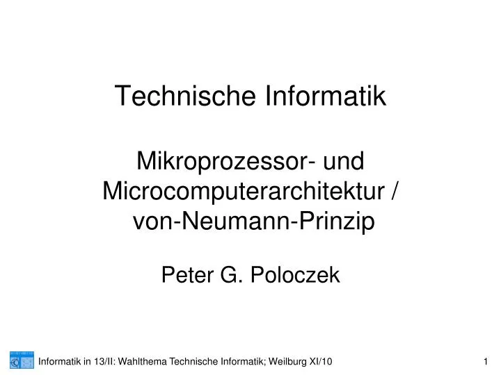 technische informatik mikroprozessor und microcomputerarchitektur von neumann prinzip