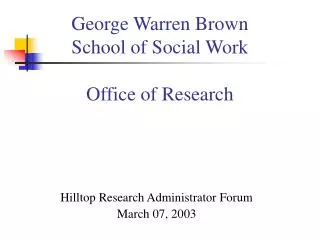 George Warren Brown School of Social Work Office of Research
