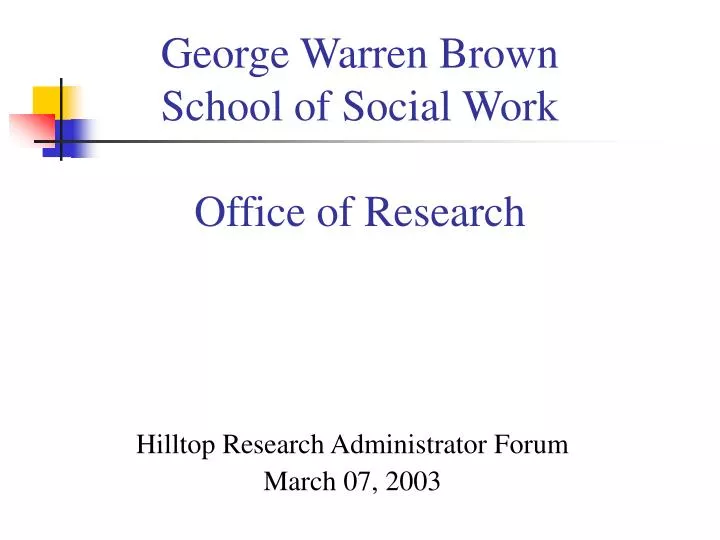 george warren brown school of social work office of research
