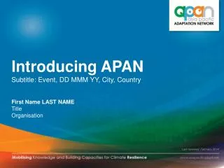 Introducing APAN S ubtitle: Event, DD MMM YY, City, Country