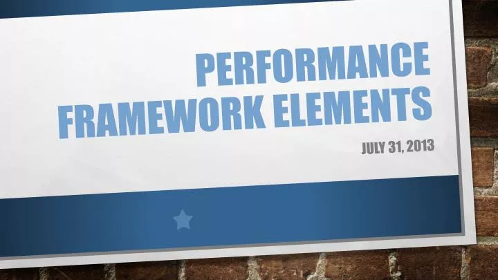 performance framework elements