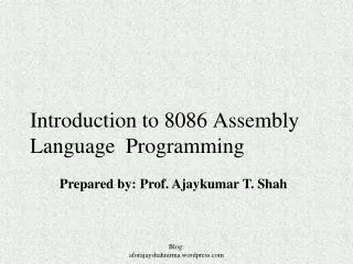 Introduction to 8086 Assembly Language Programming
