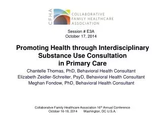 Promoting Health through Interdisciplinary Substance Use Consultation in Primary Care