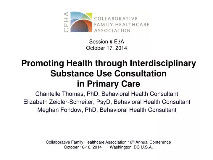 promoting health through interdisciplinary substance use consultation in primary care