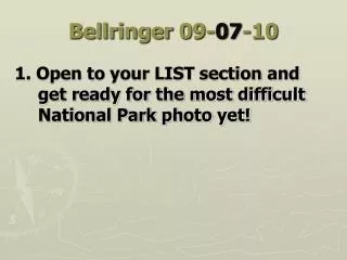 Bellringer 09- 07 -10