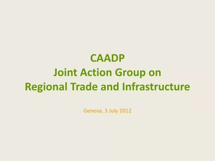 caadp joint action group on regional trade and infrastructure