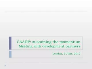 CAADP: sustaining the momentum Meeting with development partners