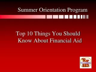 Summer Orientation Program