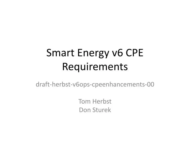 smart energy v6 cpe requirements