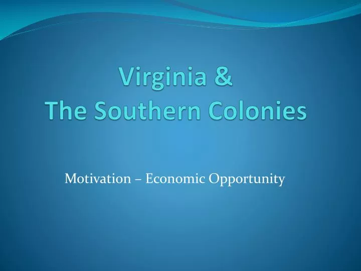 virginia the southern colonies