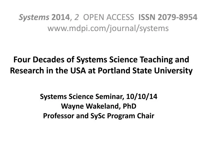 four decades of systems science teaching and research in the usa at portland state university