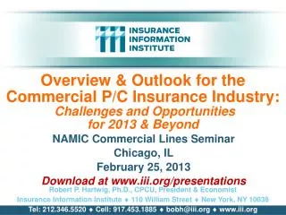 NAMIC Commercial Lines Seminar Chicago, IL February 25, 2013 Download at iii/presentations