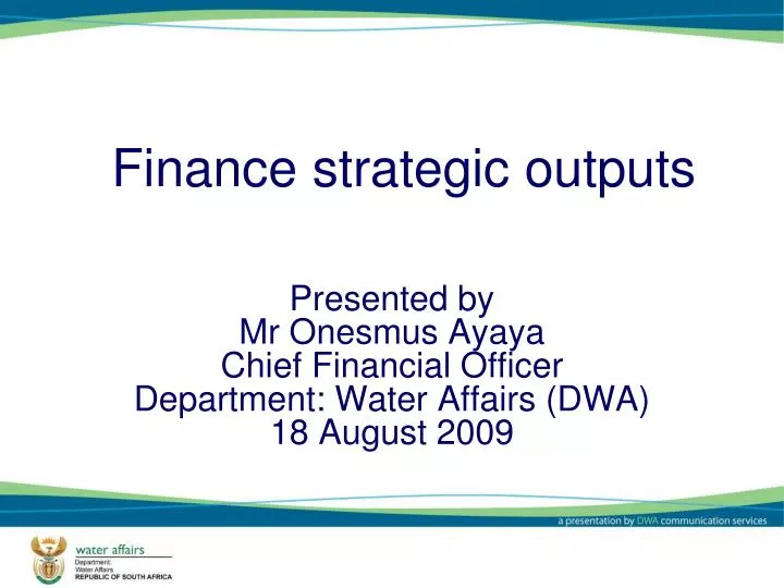 finance strategic outputs