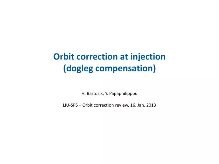 orbit correction at injection dogle g compensation
