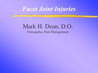Facet Joint Injuries