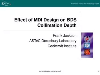 Effect of MDI Design on BDS Collimation Depth