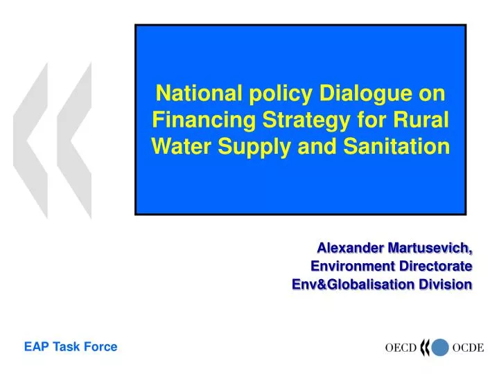 national policy dialogue on financing strategy for rural water supply and sanitation