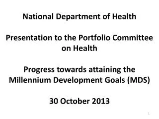 MDG REPORT TO THE UN