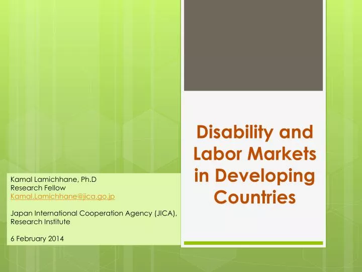 disability and labor markets in developing countries