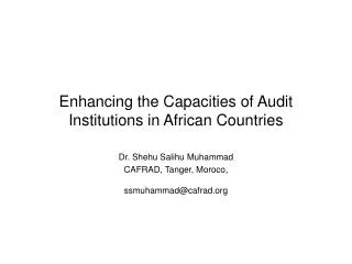 Enhancing the Capacities of Audit Institutions in African Countries