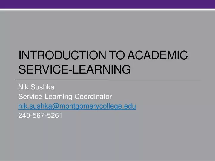 introduction to academic service learning