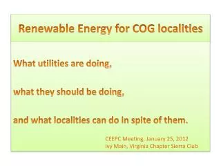 Renewable Energy for COG localities