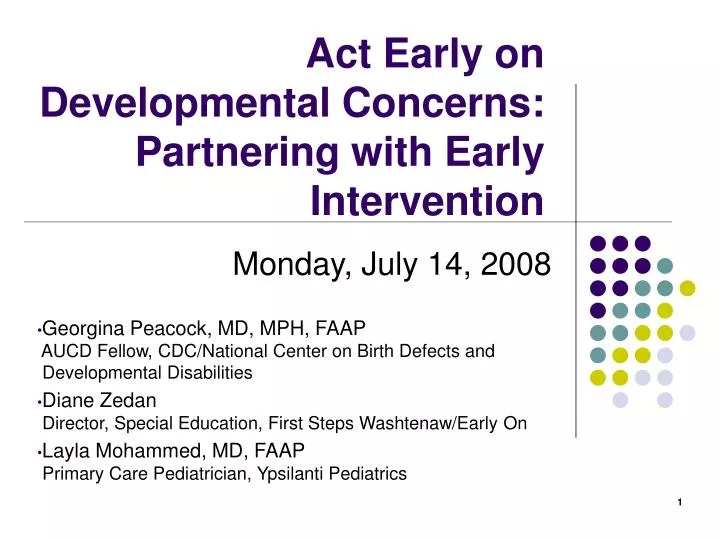 act early on developmental concerns partnering with early intervention